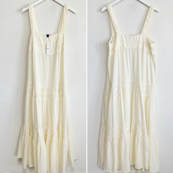 NEW J. Crew Airy Tiered Maxi Dress Cream Sleeveless Smocked Large - Picture 3 of 8